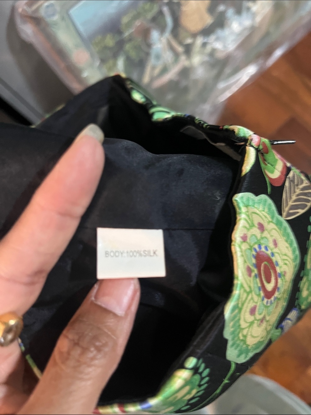 Kay Unger Black Floral Mini Skirt with Green Accent - Picture 6 of 7
